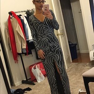 Black silver and white cocktail dress